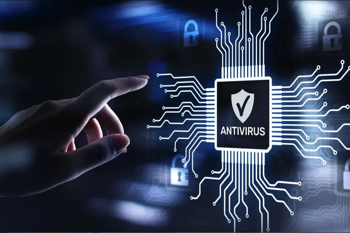 A cybersecurity dashboard comparing antivirus software with endpoint protection, backups, access control, and threat monitoring.