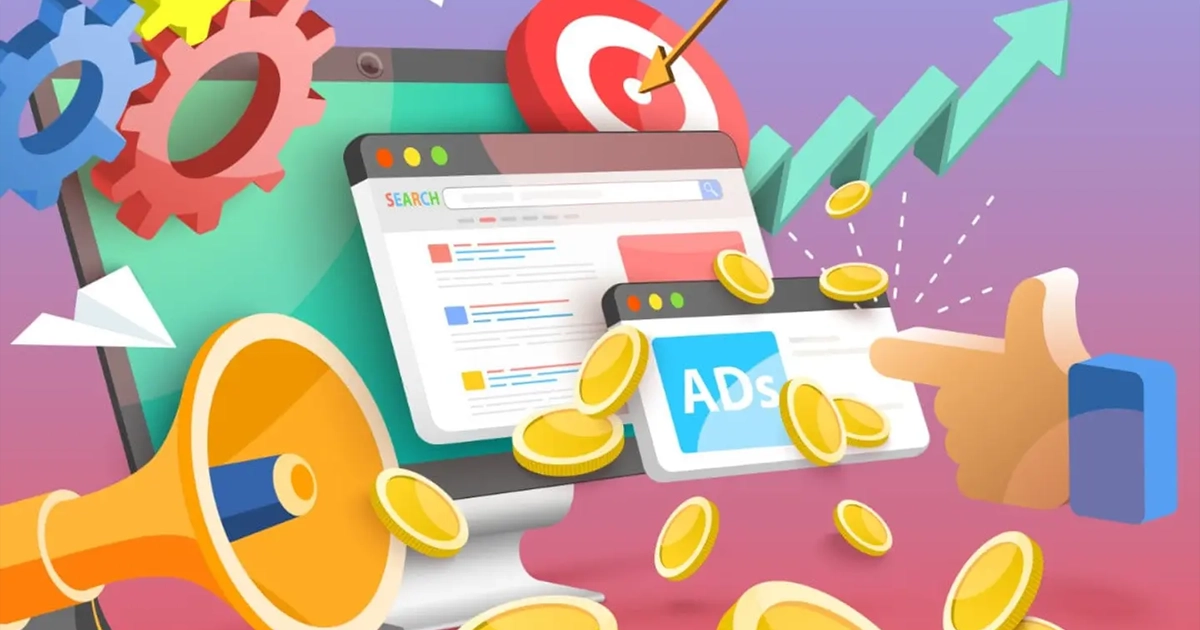 Digital marketing campaign dashboard representing Google Ads, paid search, audience targeting, and conversion tracking for a small business.