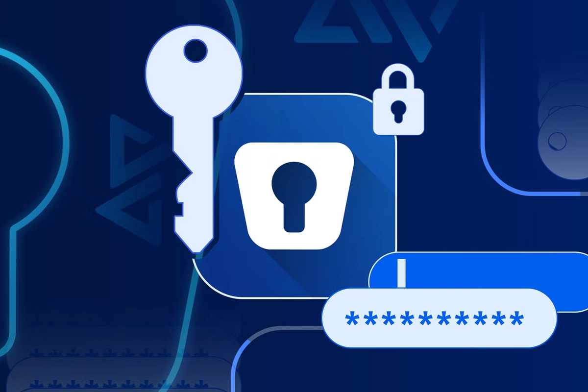 Business cybersecurity environment representing secure password management, MFA, identity access, and shared credential control.