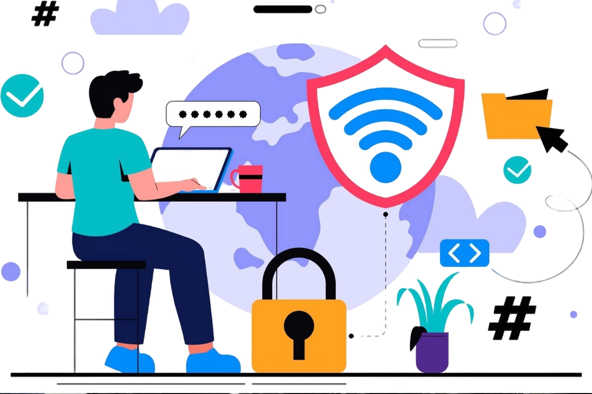 Business cybersecurity environment representing controlled vendor accounts, remote access, MFA, and third-party permissions.
