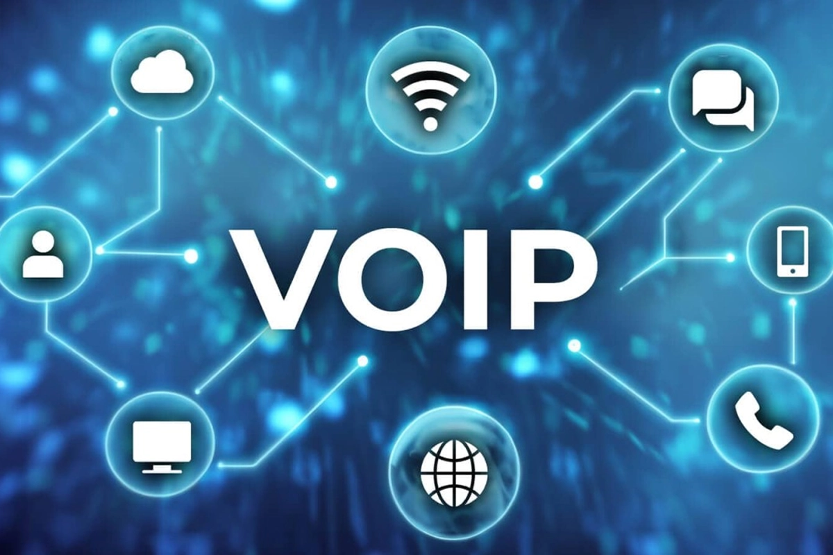 Business VoIP phone system environment representing call routing, redundant connectivity, mobile access, and continuity planning.