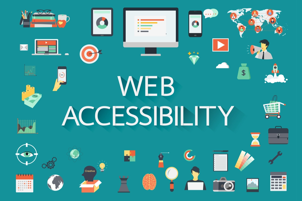 Business website design workspace representing accessible navigation, forms, content structure, and user experience.