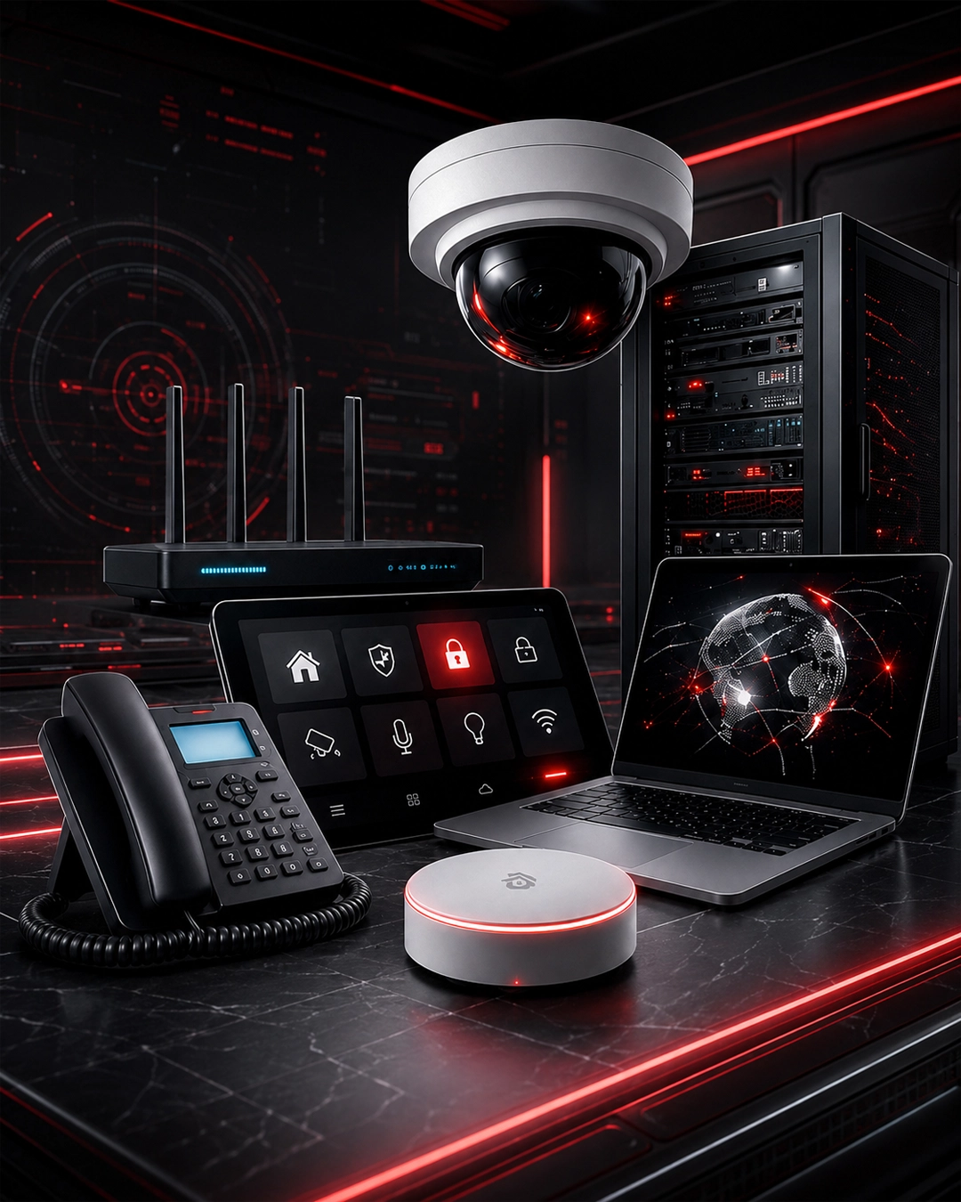 A modern home with a professionally installed security camera system, showcasing visible cameras and secure access points as part of a comprehensive security solution.